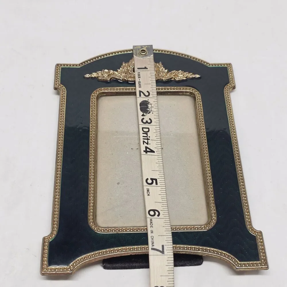 Vtg Terragrafics French Empire Picture Frame Green Gold Hollywood Regency